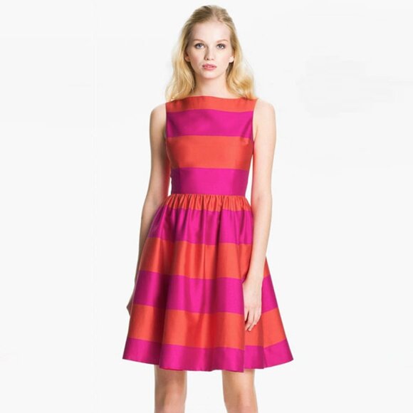 RARE Kate Spade Striped Carolyn Dress in Vivid Snapdragon ASO Taylor Swift - Picture 2 of 8